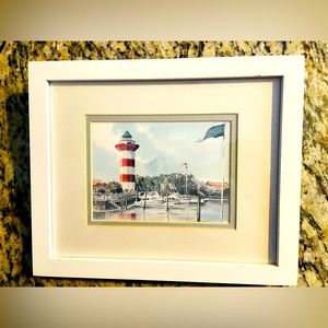Hilton Head Lighthouse & Marina SC Matted Framed Art